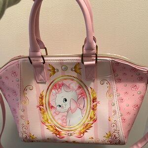 Loungefly Pink and Gold Marie Shoulder Bag